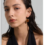 Amber Resin Square Drop Earrings – Waterproof 18K Gold Plated Earrings | Ezra Gems