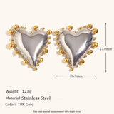 Slanted Heart Bead Edge Earrings – Waterproof 18K Gold Plated Earrings | Ezra Gems