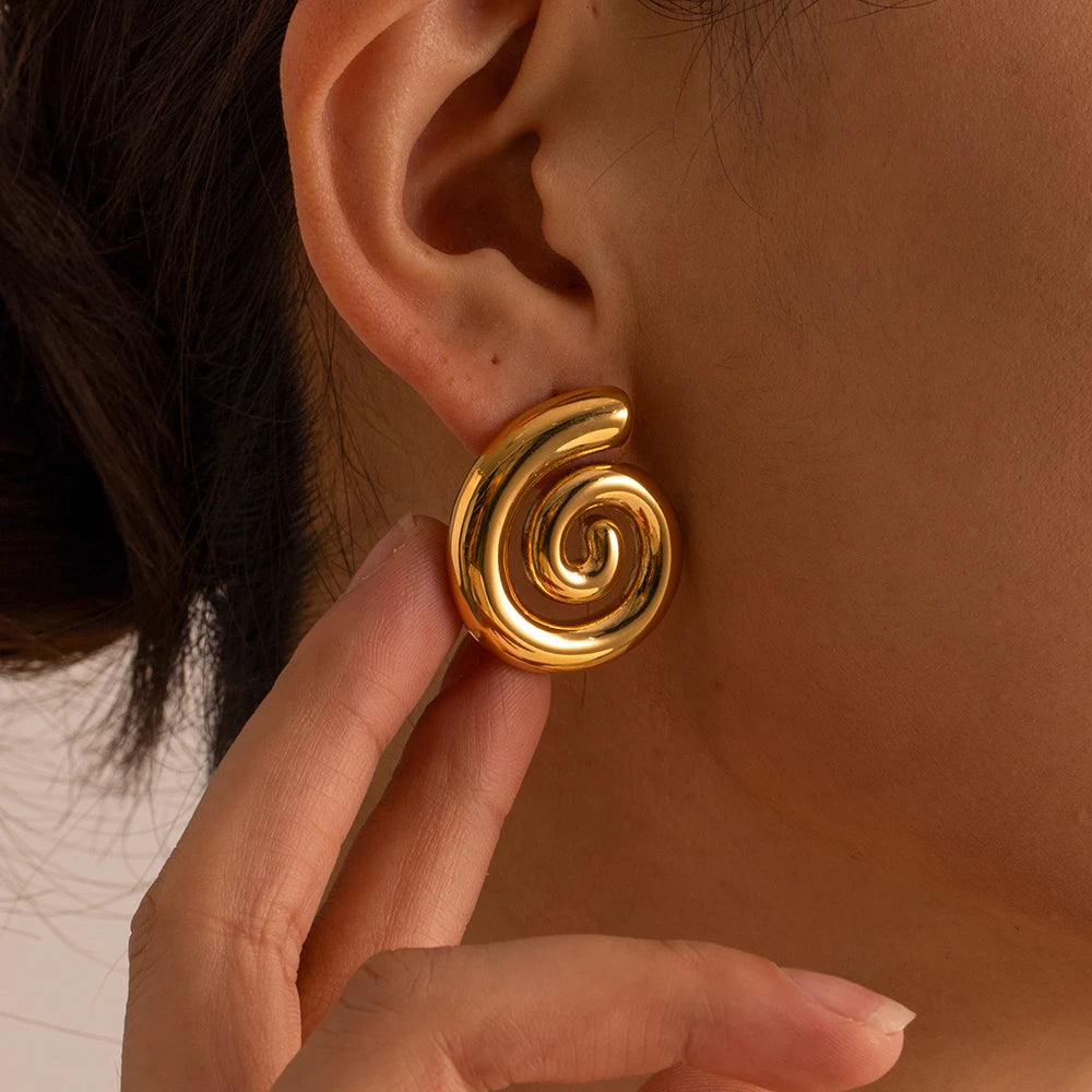Twisted Spiral Chunky Hoop Earrings – Waterproof 18K Gold Plated Earrings | Ezra Gems
