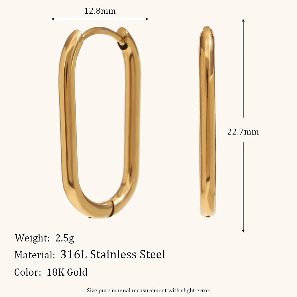 Long O-Shaped Hoop Earrings – Waterproof 18K Gold Plated Earrings | Ezra Gems