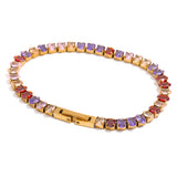 Yhpup Luxury Waterproof CZ Tennis Cubic Zirconia Stainless Steel Choker Necklace Bracelet Bling Jewelry Set for Women