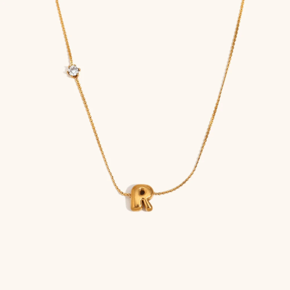 Sparkling Zircon Initial Necklace – Waterproof 18K Gold Plated Necklace | Ezra Gems