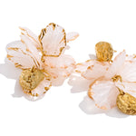 Fairy Resin Flower Petal Drop Earrings – Waterproof 18K Gold Plated Earrings | Ezra Gems