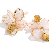 Fairy Resin Flower Petal Drop Earrings – Waterproof 18K Gold Plated Earrings | Ezra Gems