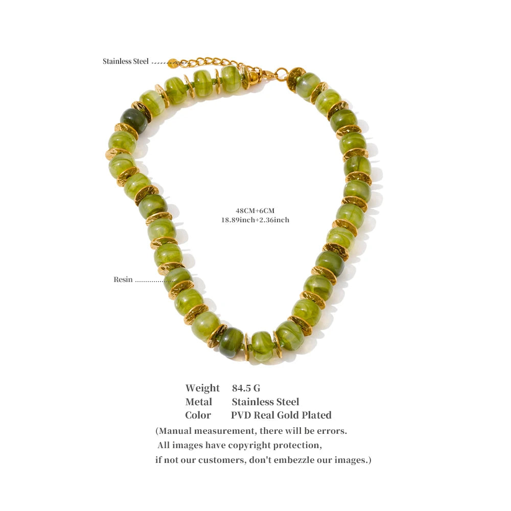 Resin Bead Spacer Chain Necklace – Waterproof 18K Gold Plated Necklace | Ezra Gems