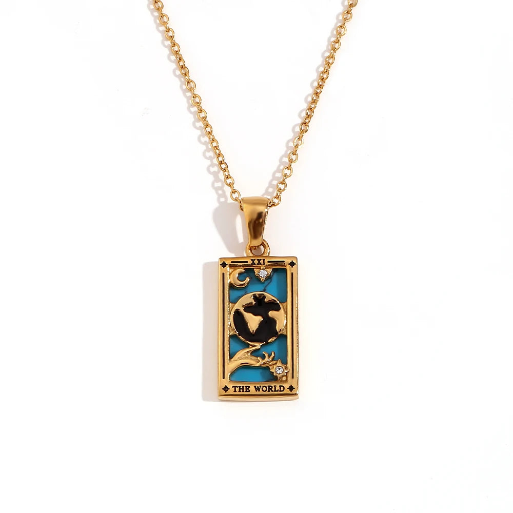 Tarot Card Pendant Necklace – Waterproof 18K Gold Plated Necklace | Ezra Gems