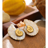Enamel Conch Stud Earrings