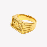 Snake Sunburst Signet Ring – Waterproof 18K Gold Plated Ring | Ezra Gems