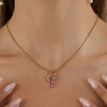 Pink Zirconia Heart Pendant Necklace – Waterproof 18K Gold Plated Necklace | Ezra Gems