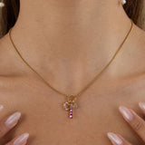 Pink Zirconia Heart Pendant Necklace – Waterproof 18K Gold Plated Necklace | Ezra Gems