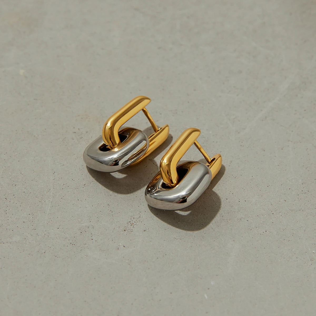 Patchwork U Shape Drop Earrings – Waterproof 18K Gold Plated Earrings | Ezra Gems