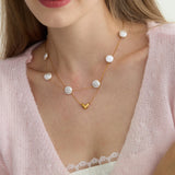 Pearl Heart Necklace Set – Waterproof 18K Gold Plated Jewelry Set | Ezra Gems