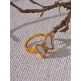 Butterfly Shell Ring - Natural Inlay Design