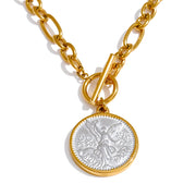 Angel Pendant Toggle Necklace – Waterproof 18K Gold Plated Necklace | Ezra Gems