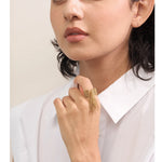 Gold-toned stainless steel adjustable chain tassel finger ring