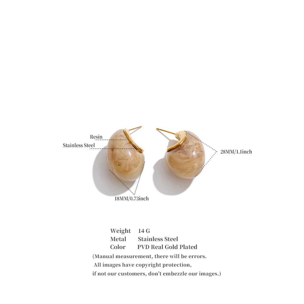 Candy Acrylic Teardrop Stud Earrings – Waterproof 18K Gold Plated Earrings | Ezra Gems
