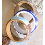 Two-Tone Acrylic Wide Bangle Bracelet – Waterproof 18K Gold Plated Bracelet | Ezra Gems