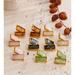 Acrylic Rectangle Stud Earrings – Waterproof 18K Gold Plated Earrings | Ezra Gems