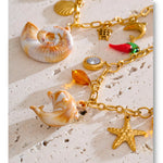 Shell Resin Ocean Charm Pendant Necklace – Waterproof 18K Gold Plated Necklace | Ezra Gems