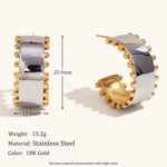 Bead Edge Smooth Mixed Metal Earrings – Waterproof 18K Gold Plated Earrings | Ezra Gems