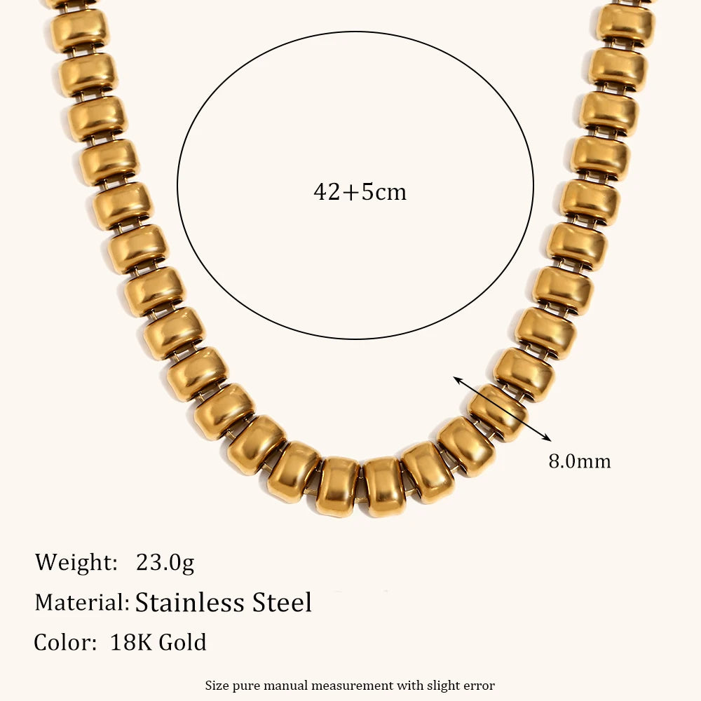 Elastic Square Bean Chain Necklace – Waterproof 18K Gold Plated Necklace | Ezra Gems