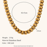 Elastic Square Bean Chain Necklace – Waterproof 18K Gold Plated Necklace | Ezra Gems