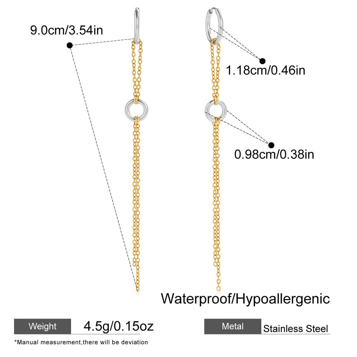 Long Two Tone Tassel Earrings – Waterproof 18K Gold Plated Earrings | Ezra Gems