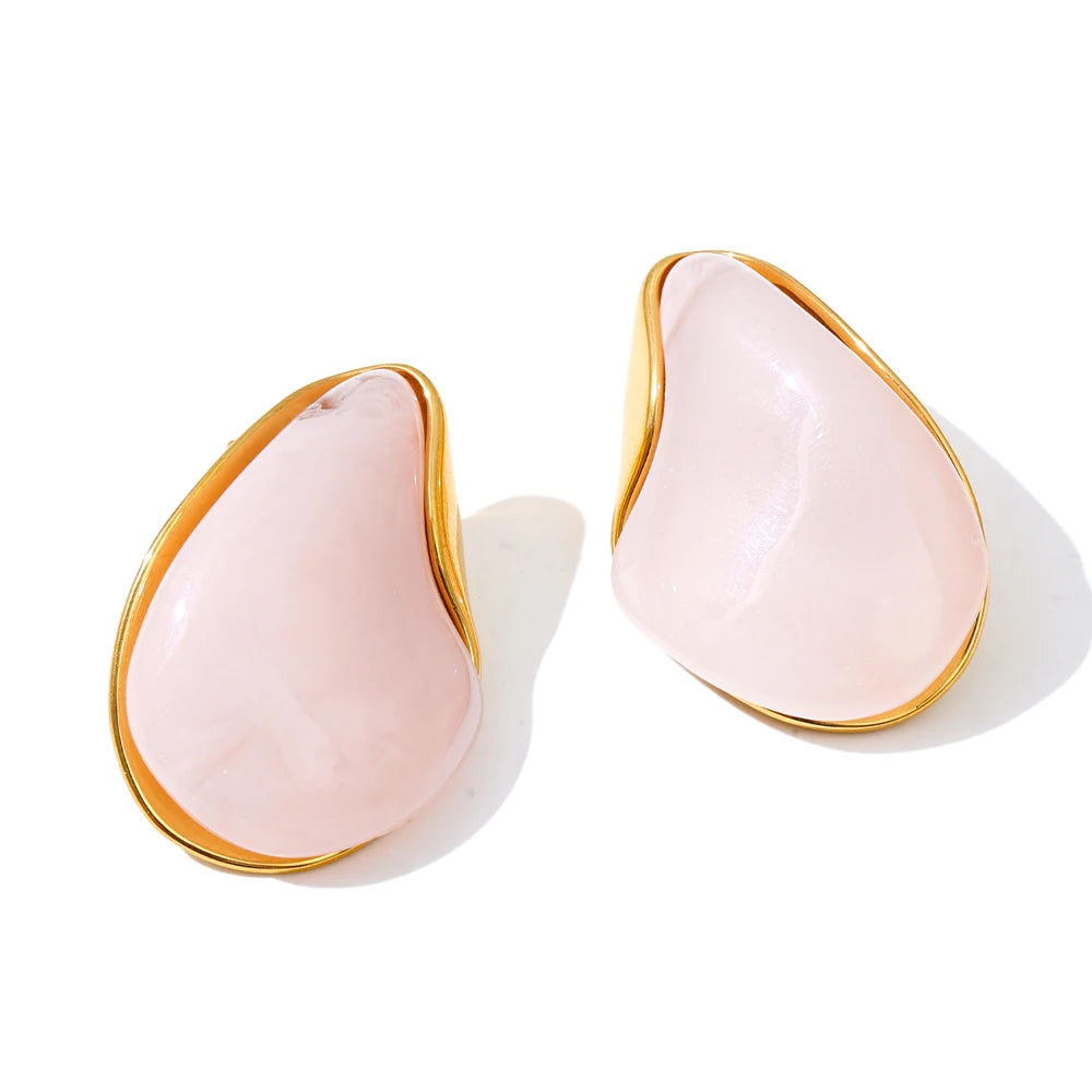 Resin Water Drop Stud Earrings – Waterproof 18K Gold Plated Earrings | Ezra Gems