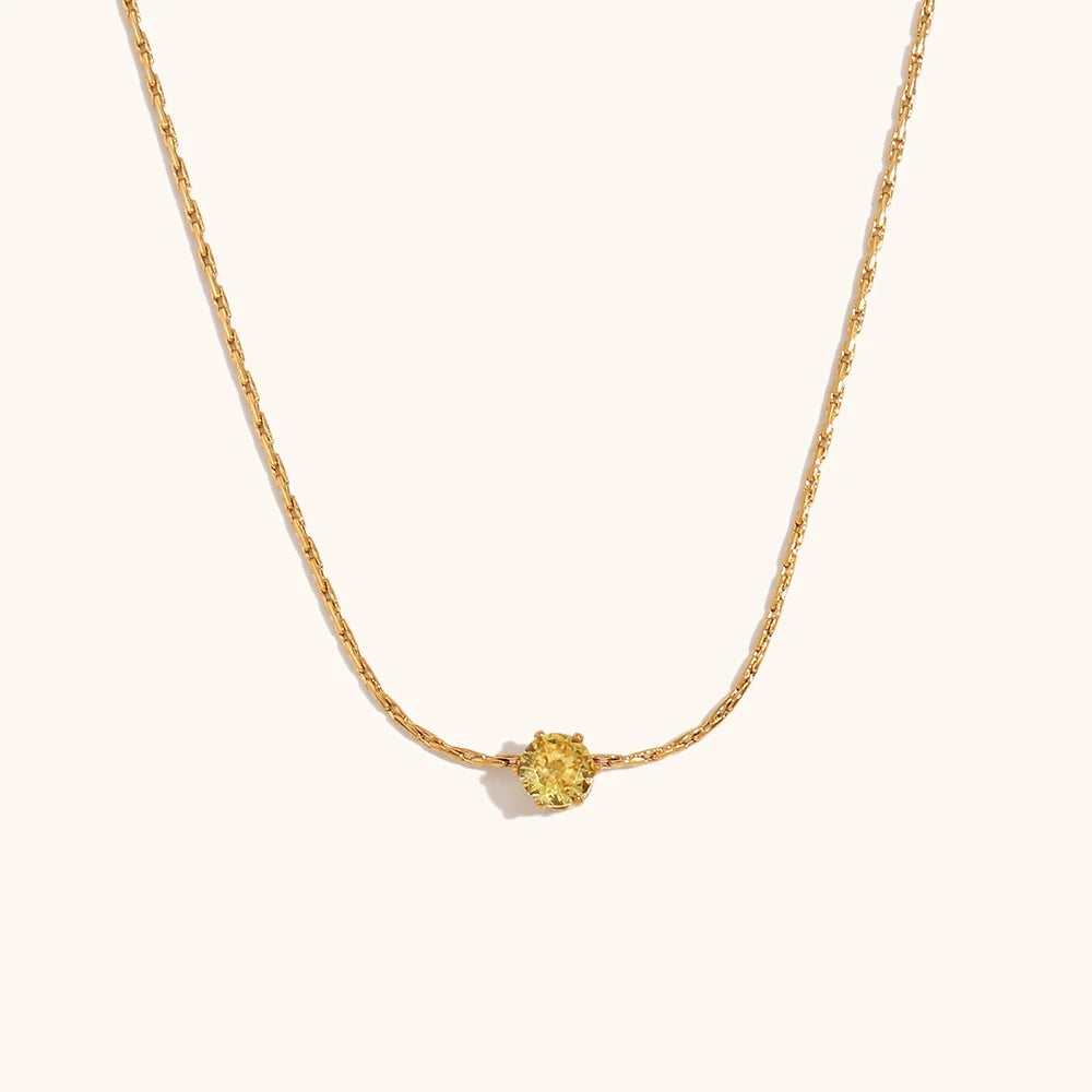 Mini Cubic Zirconia Pendant Necklace – Waterproof 18K Gold Plated Necklace | Ezra Gems