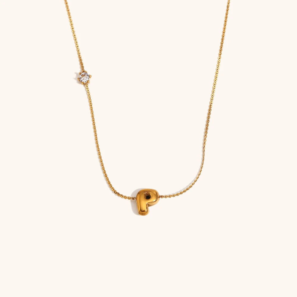Sparkling Zircon Initial Necklace – Waterproof 18K Gold Plated Necklace | Ezra Gems