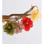 Resin Acrylic Flower Petal Drop Earrings – Waterproof 18K Gold Plated Earrings | Ezra Gems