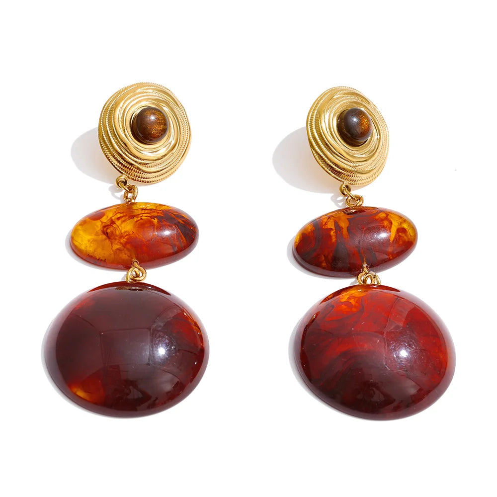Red Resin Square Drop Earrings – Waterproof 18K Gold Plated Earrings | Ezra Gems