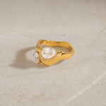 Irregular Geometric White Zircon Ring – Waterproof 18K Gold Plated Ring | Ezra Gems