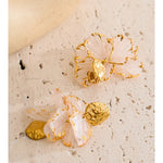 Fairy Resin Flower Petal Drop Earrings – Waterproof 18K Gold Plated Earrings | Ezra Gems