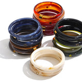 Stackable Multi-Color Resin Bangle – Waterproof 18K Gold Plated Bracelet | Ezra Gems