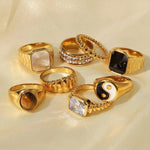 Zircon Shell Chubby Dome Ring – Waterproof 18K Gold Plated Ring | Ezra Gems