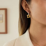 Hollow Flower Charm Huggie Earrings – Waterproof 18K Gold Plated Earrings | Ezra Gems