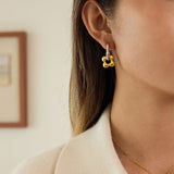 Hollow Flower Charm Huggie Earrings – Waterproof 18K Gold Plated Earrings | Ezra Gems