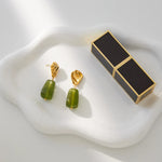 Green Resin Drop Earrings – Waterproof 18K Gold Plated Earrings | Ezra Gems
