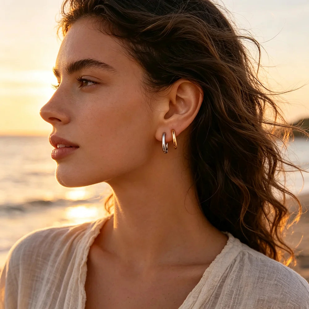 Mini O-Shape Huggie Hoop Earrings – Waterproof 18K Gold Plated Earrings | Ezra Gems