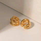 Three Layer Ear Clip Earrings – Waterproof 18K Gold Plated Earrings | Ezra Gems