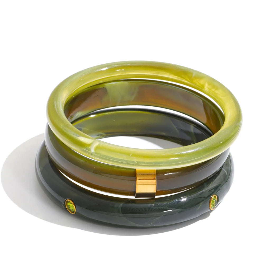 Stackable Multi-Color Resin Bangle – Waterproof 18K Gold Plated Bracelet | Ezra Gems
