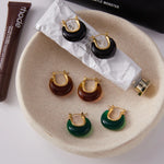 U Shape Resin Drop Earrings – Waterproof 18K Gold Plated Earrings | Ezra Gems