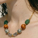 Natural Stone Resin & Wood Bead Necklace