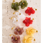 Resin Acrylic Flower Petal Drop Earrings – Waterproof 18K Gold Plated Earrings | Ezra Gems