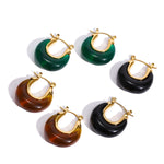U Shape Resin Drop Earrings – Waterproof 18K Gold Plated Earrings | Ezra Gems