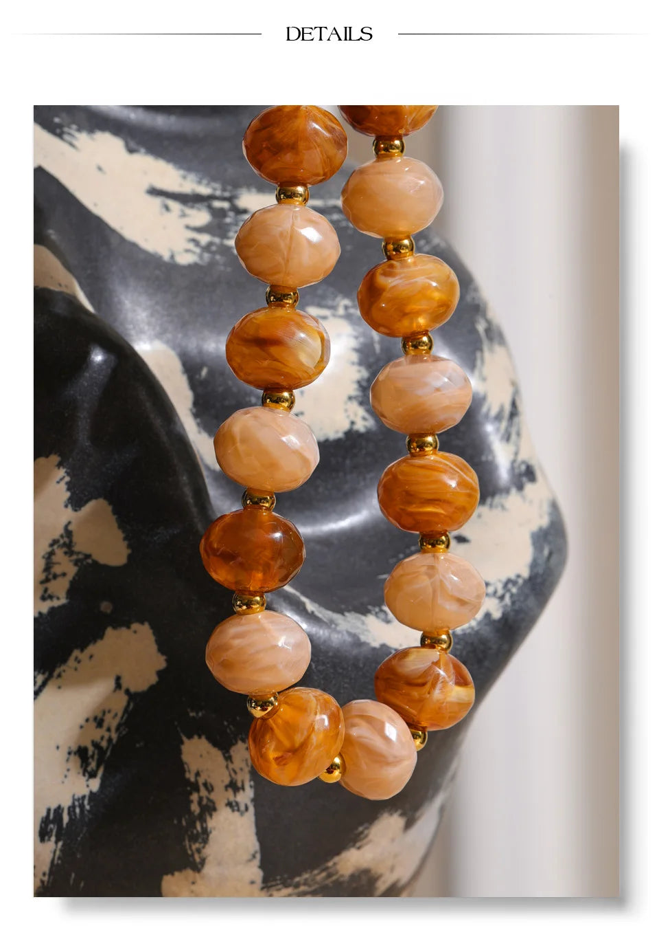 Chunky Resin Round Bead Necklace – Waterproof 18K Gold Plated Necklace | Ezra Gems