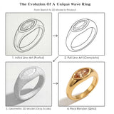 Horse Eye Zircon Signet Ring – Waterproof 18K Gold Plated Ring | Ezra Gems