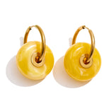 Thick Round Acrylic Resin Drop Earrings – Waterproof 18K Gold Plated Earrings | Ezra Gems