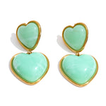 Sweet Acrylic Resin Heart Drop Earrings – Waterproof 18K Gold Plated Earrings | Ezra Gems